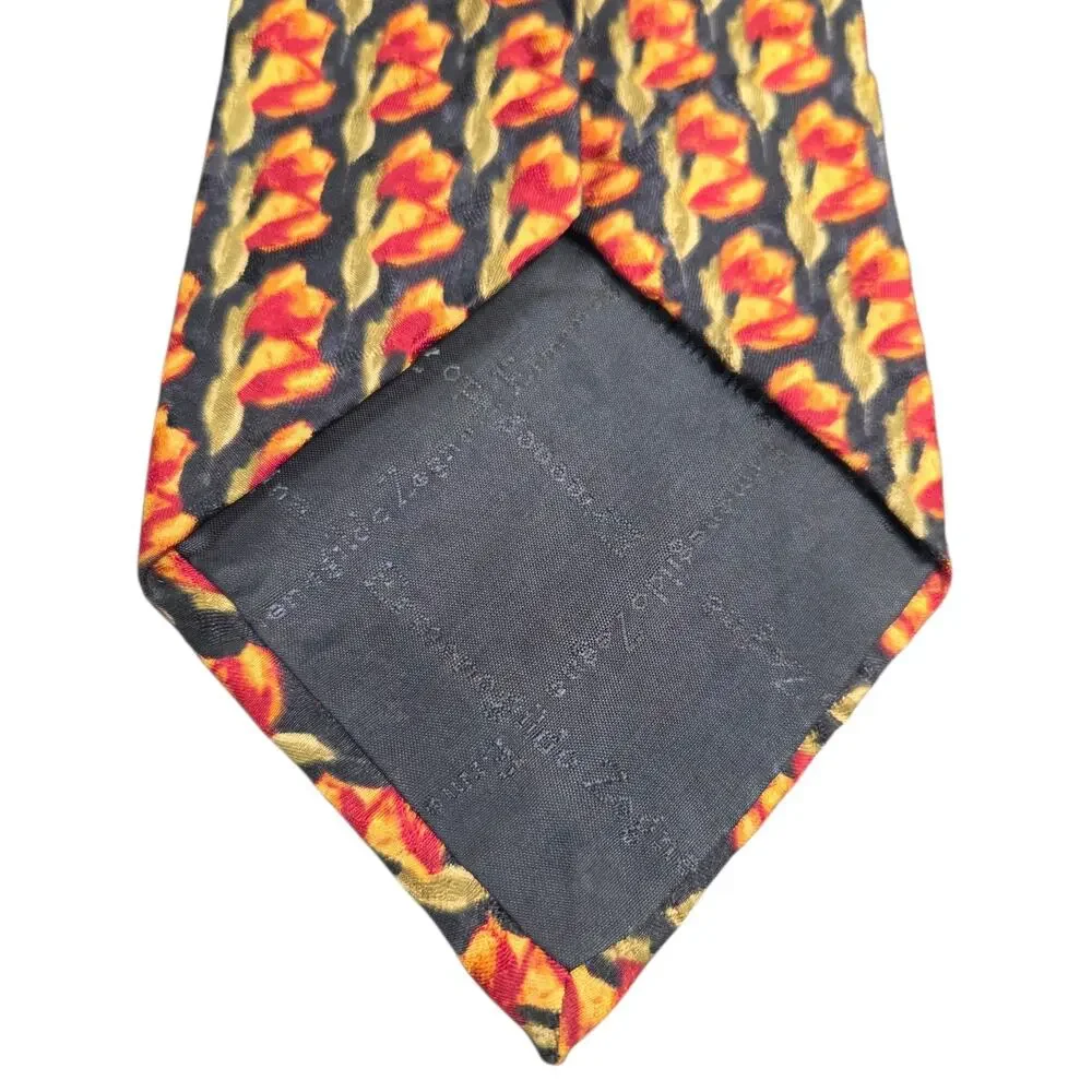 Ermenegildo Zegna 100% Silk Necktie Italy Red Blue Floral 3.7